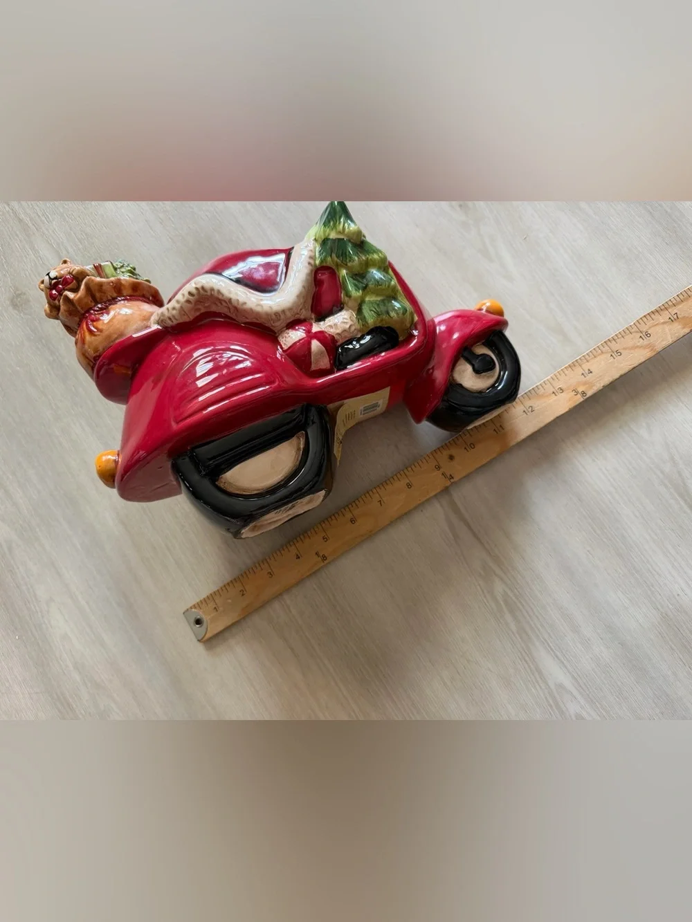 Retro Santa Claus Motorcycle Scooter Cookie Jar Figurine *See Pics